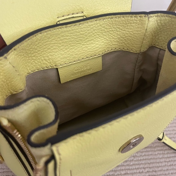 Chloe 🌼 Faye Limoncello Yellow Backpack Handbag Suede Flap Leather Gold Buckle - Picture 3 of 9